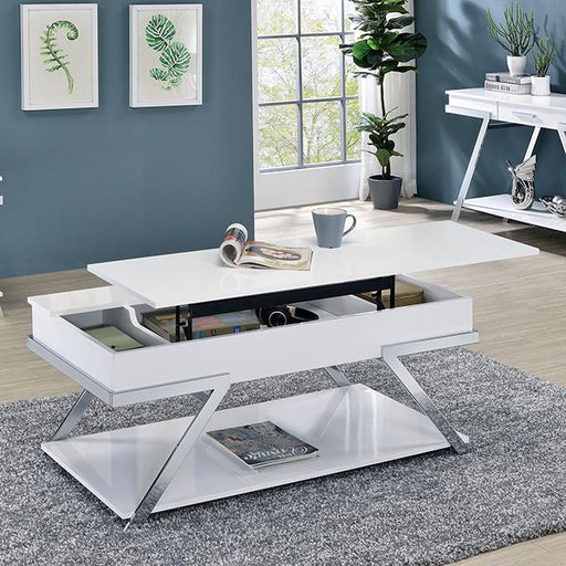 TITUS Coffee Table, White/Chrome - Olympia Furniture (Saint George, Utah)