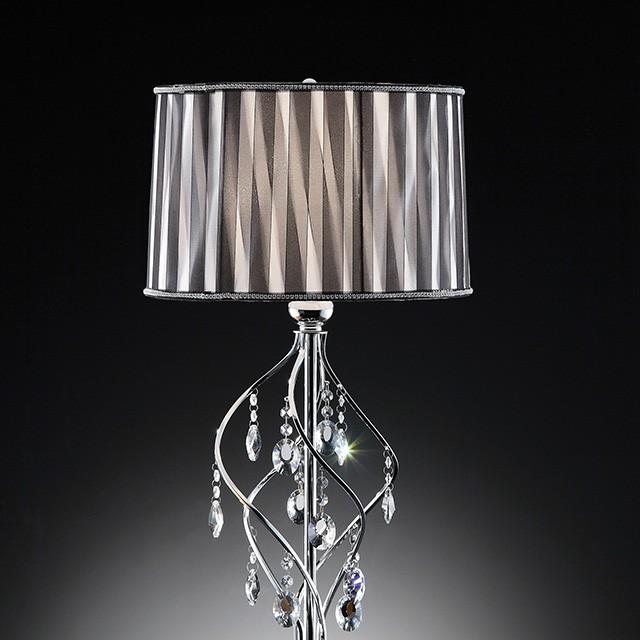 Arya Black/Chrome Table Lamp, Hanging Crystal - Olympia Furniture (Saint George, Utah)