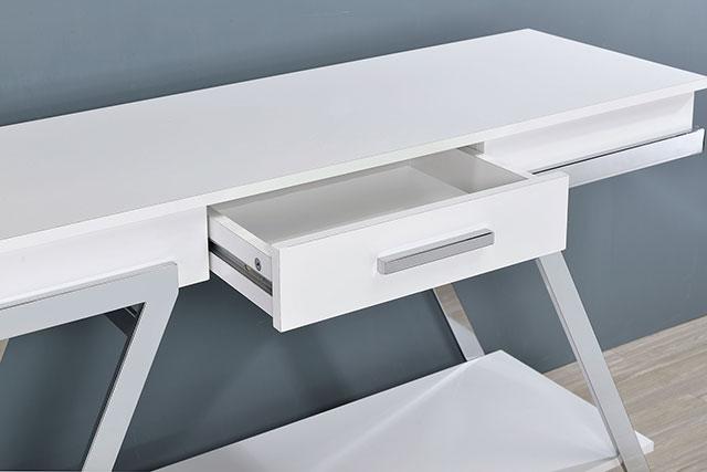 TITUS Sofa Table, White/Chrome - Olympia Furniture (Saint George, Utah)