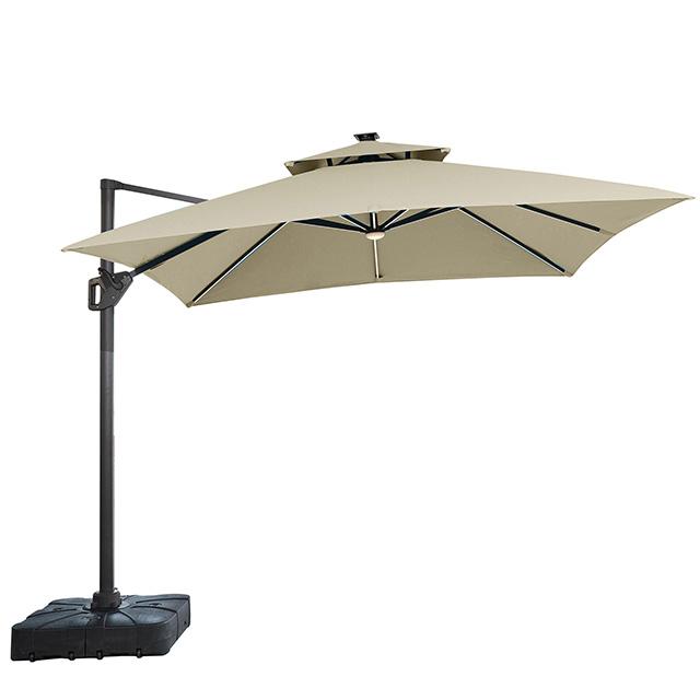 Sano 10 Ft Square Umbrella w/ Double Top w/ LED Light + 37" Large Base - Olympia Furniture (Saint George, Utah)