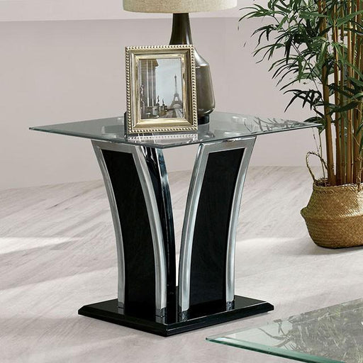 Staten Glossy Black/Chrome End Table - Olympia Furniture (Saint George, Utah)