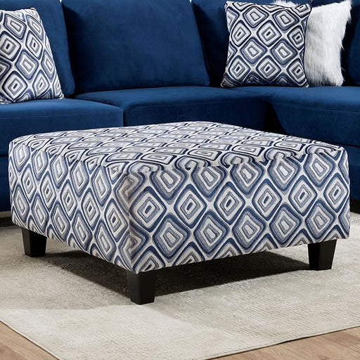 WALDPORT Ottoman, Navy/White - Olympia Furniture (Saint George, Utah)