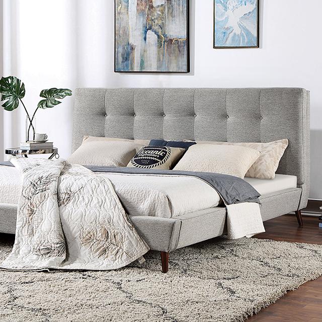 LEOMIN Cal.King, E.King, Full, & Queen Bed, Gray - Olympia Furniture (Saint George, Utah)