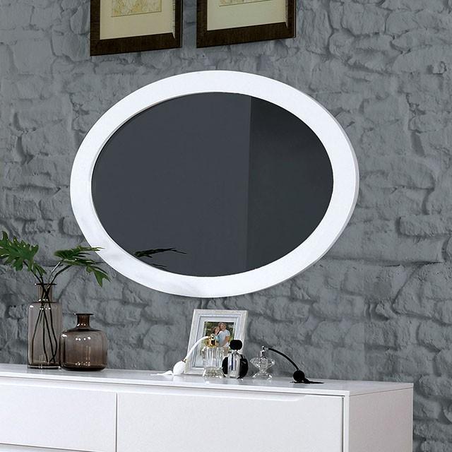 LENNART II White Oval Mirror - Olympia Furniture (Saint George, Utah)