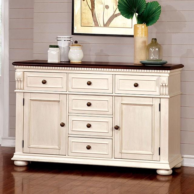 SABRINA Off White/Cherry Server, Cherry & White - Olympia Furniture (Saint George, Utah)