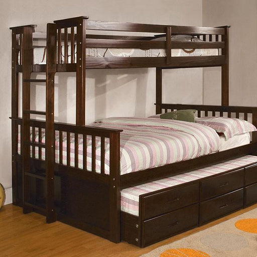 University I Dark Walnut Twin/Full Bunk Bed + Trundle - Olympia Furniture (Saint George, Utah)