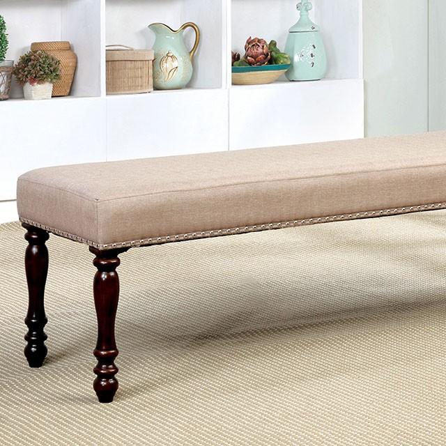 HOLCROFT Antique Cherry/Beige Bench - Olympia Furniture (Saint George, Utah)