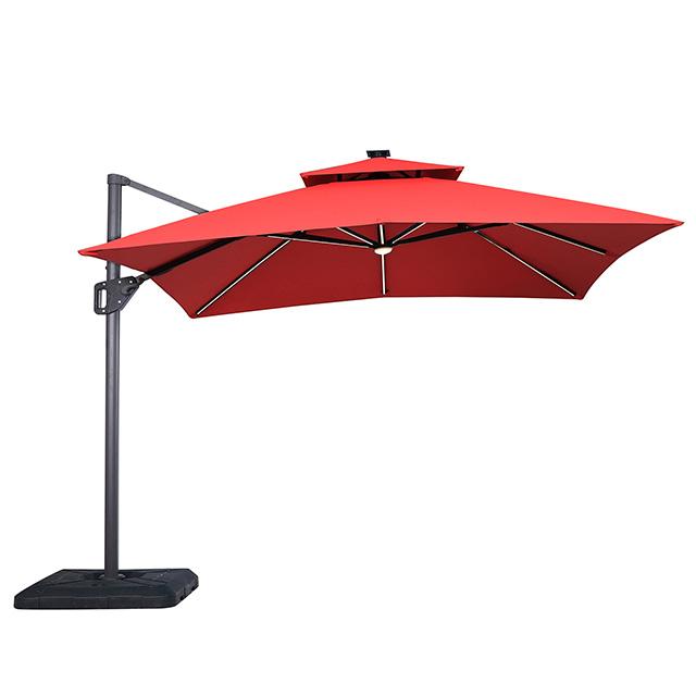 Sano 10 Ft Square Umbrella w/ Double Top w/ LED Light + 37" Large Base - Olympia Furniture (Saint George, Utah)