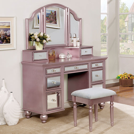 TRACY Rose Gold Vanity w/ Stool - Olympia Furniture (Saint George, Utah)