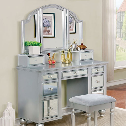 TRACY Silver Vanity w/ Stool - Olympia Furniture (Saint George, Utah)