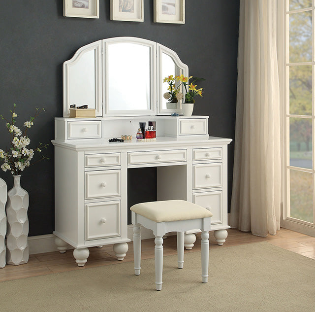 ATHY White Vanity w/ Stool - Olympia Furniture (Saint George, Utah)