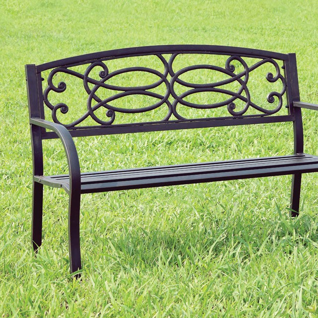 POTTER Black Patio Steel Bench - Olympia Furniture (Saint George, Utah)