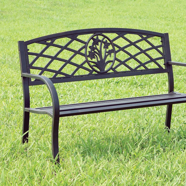 MINOT Black Patio Steel Bench - Olympia Furniture (Saint George, Utah)