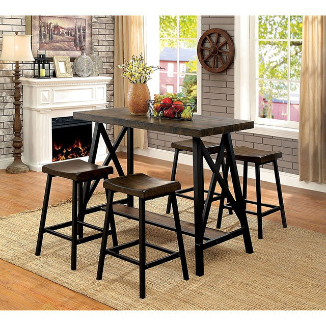 Lainey Weathered Medium Oak/Black Counter Ht. Table - Olympia Furniture (Saint George, Utah)