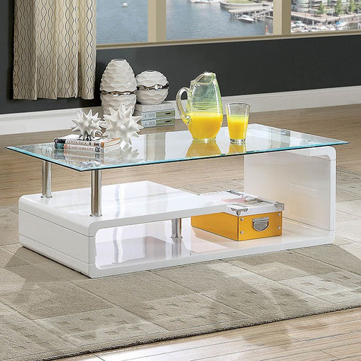 Torkel White/Chrome Coffee Table - Olympia Furniture (Saint George, Utah)