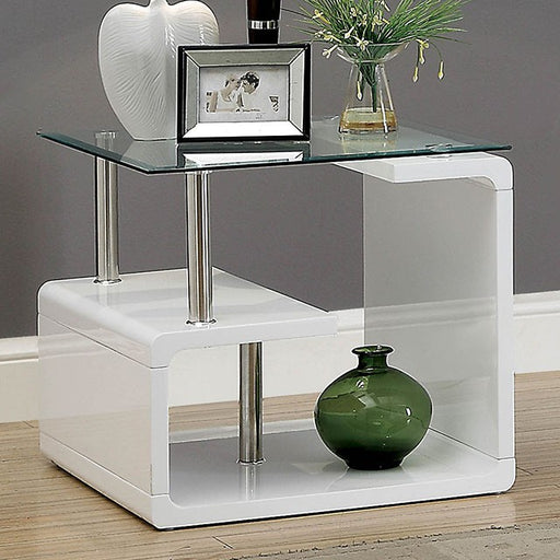 Torkel White/Chrome End Table - Olympia Furniture (Saint George, Utah)