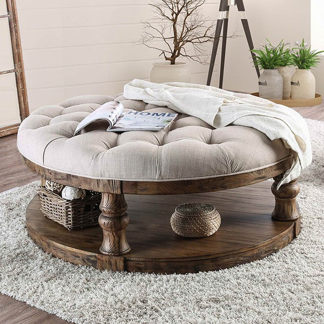 Mika Antique Oak Coffee Table w/ Cushion Top - Olympia Furniture (Saint George, Utah)