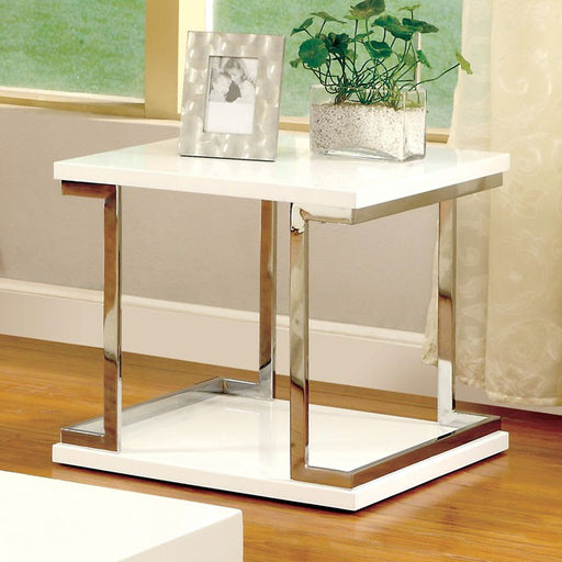 MEDA White/Chrome End Table, White - Olympia Furniture (Saint George, Utah)
