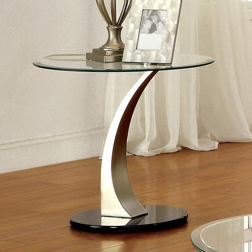 VALO Satin Plated/Black End Table - Olympia Furniture (Saint George, Utah)