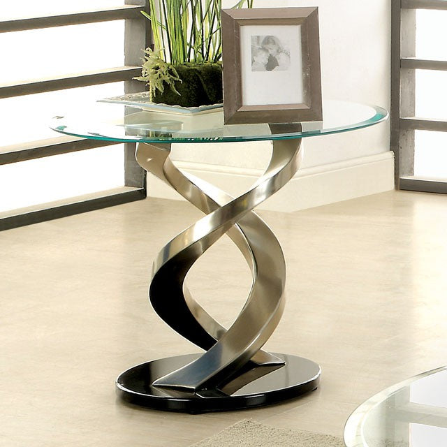 NOVA Satin Plated/Black End Table - Olympia Furniture (Saint George, Utah)