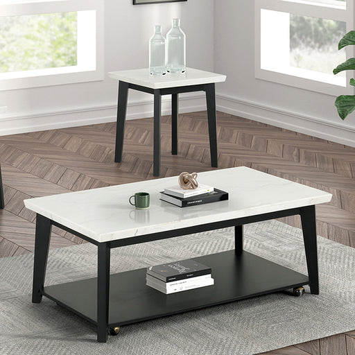 Thisted Rectangle Marble Coffee Table w/ Casters - Olympia Furniture (Saint George, Utah)