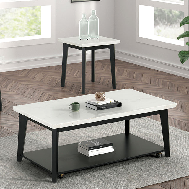 Thisted Rectangle Marble Coffee Table w/ Casters - Olympia Furniture (Saint George, Utah)