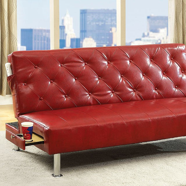 Farel Futon Sofa Red & White - Olympia Furniture (Saint George, Utah)