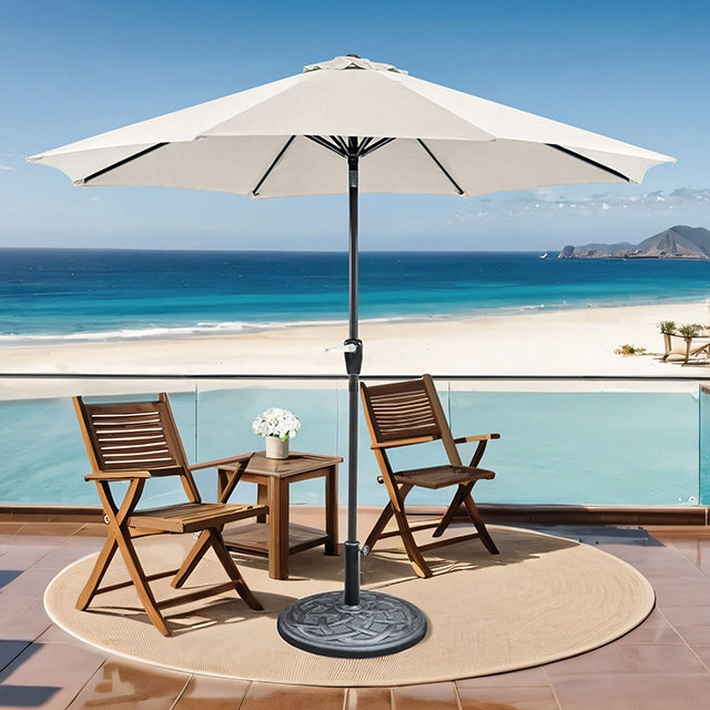 Soli 9' Outdoor Umbrella w/ Auto Tilt + 21" Round Base - Olympia Furniture (Saint George, Utah)