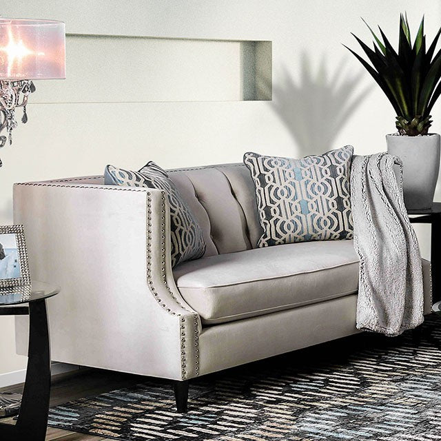 Tegan Beige/Light Blue Love Seat - Olympia Furniture (Saint George, Utah)