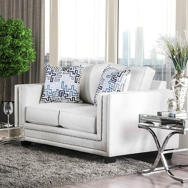 Ilse Off-White/Blue Love Seat - Olympia Furniture (Saint George, Utah)