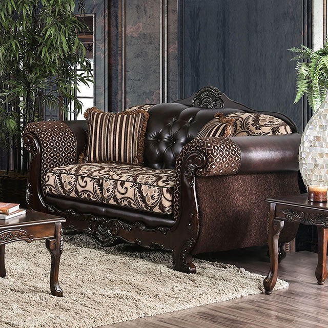 Quirino Light Brown/Dark Brown Love Seat - Olympia Furniture (Saint George, Utah)