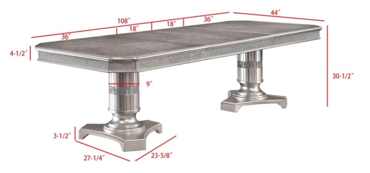 Crown Mark Klina Glam 2-Leaf Dining Table in Light Gray - Olympia Furniture (Saint George, Utah)