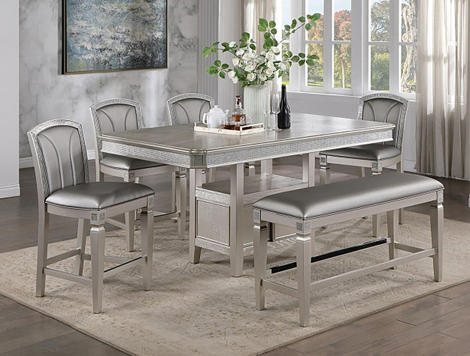 Crown Mark Furniture Klina Counter Height Table in Silver