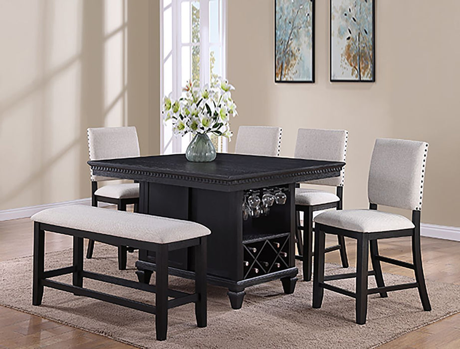 Crown Mark Furniture Regent Counter Height Bench in Black - Olympia Furniture (Saint George, Utah)