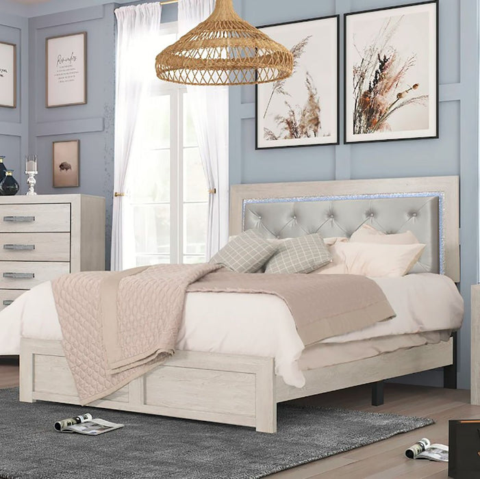 Crown Mark Furniture Jaylen King Upholstered Panel Bed in Gray - Olympia Furniture (Saint George, Utah)