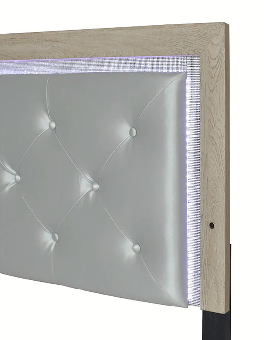 Crown Mark Furniture Jaylen King Upholstered Panel Bed in Gray - Olympia Furniture (Saint George, Utah)