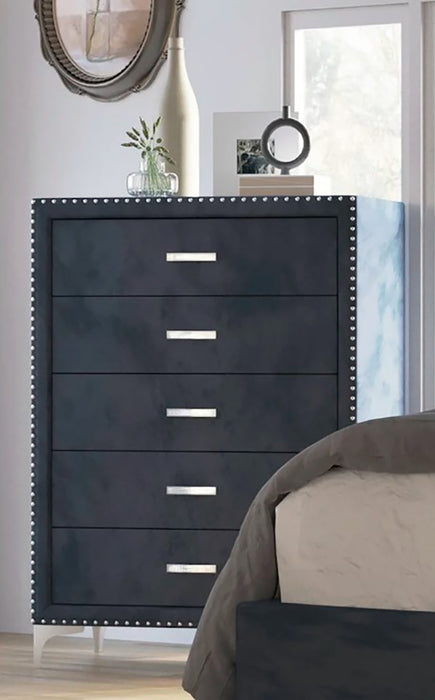 Crown Mark Furniture Lucinda 5 Drawer Chest in Gray - Olympia Furniture (Saint George, Utah)