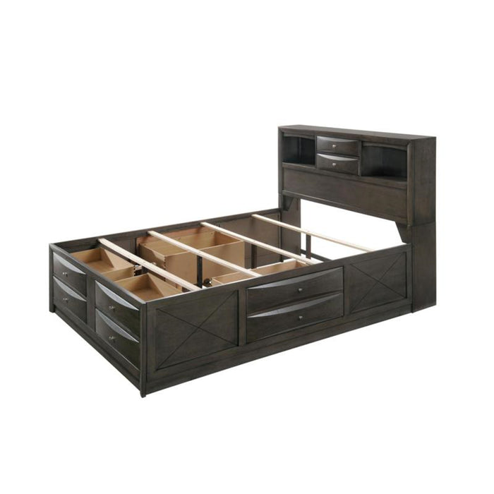Crown Mark Emily Queen Captain's Storage Bed in Grey - Olympia Furniture (Saint George, Utah)