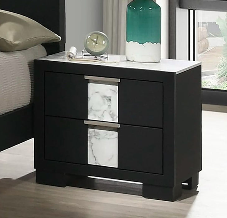 Crown Mark Furniture Rangley 2 Drawer Nightstand in Black - Olympia Furniture (Saint George, Utah)