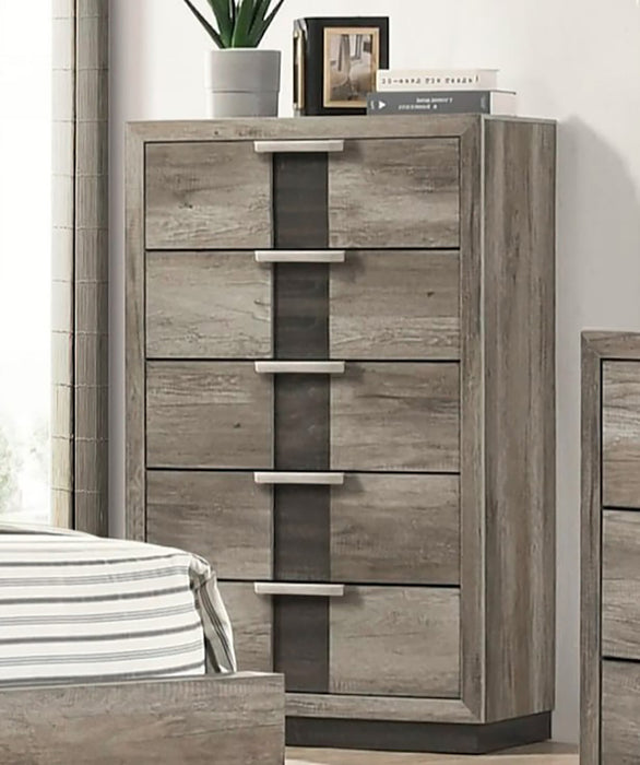 Crown Mark Furniture Rangley 5 Drawer Chest in Brown - Olympia Furniture (Saint George, Utah)