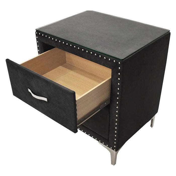 Crown Mark Furniture Lucinda 2 Drawer Nightstand in Black - Olympia Furniture (Saint George, Utah)