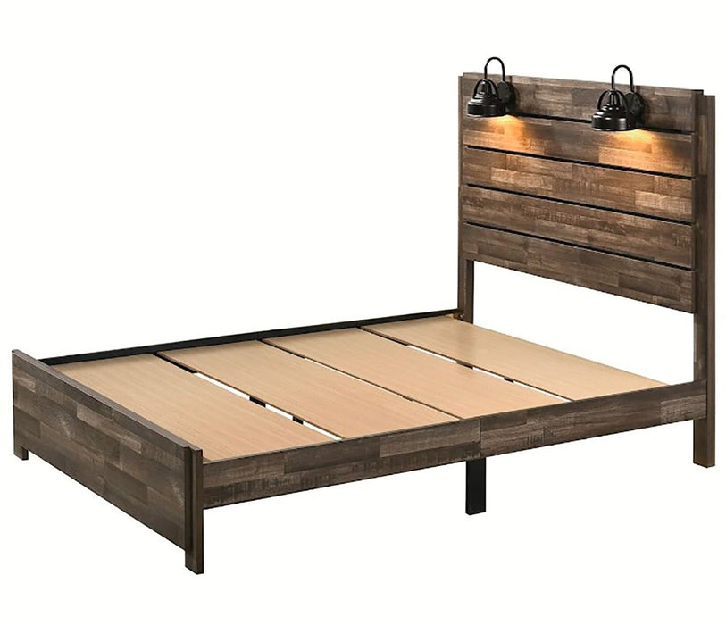 Crown Mark Furniture Carter Queen Platform Bed in Brown - Olympia Furniture (Saint George, Utah)