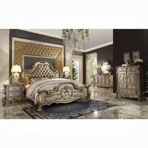 Dresden Bone PU & Gold Patina California King Bed - Olympia Furniture (Saint George, Utah)