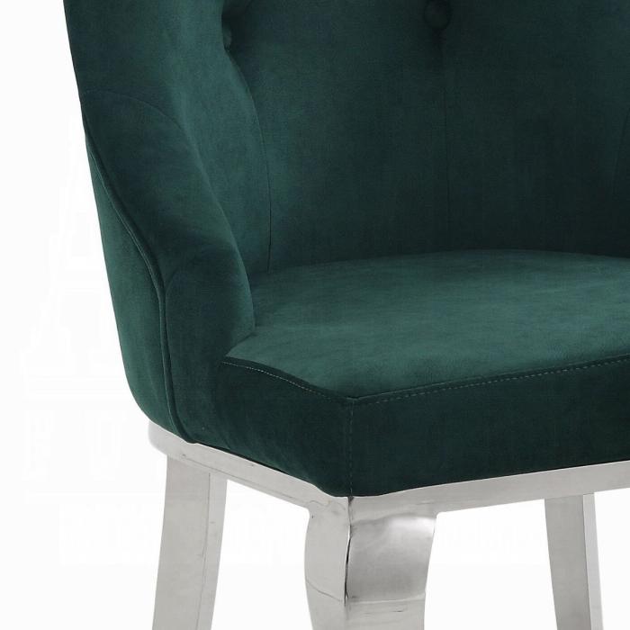 Dekel Green Fabric & Stainless Steel Side Chair - Olympia Furniture (Saint George, Utah)