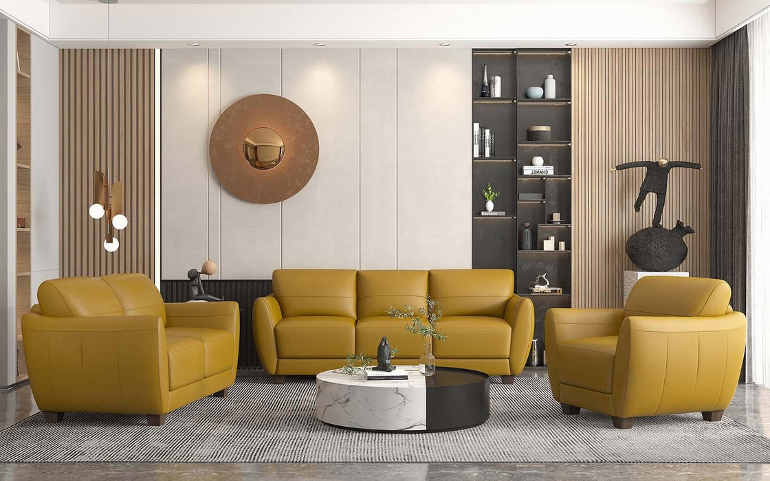 Valeria Mustard Leather Sofa - Olympia Furniture (Saint George, Utah)
