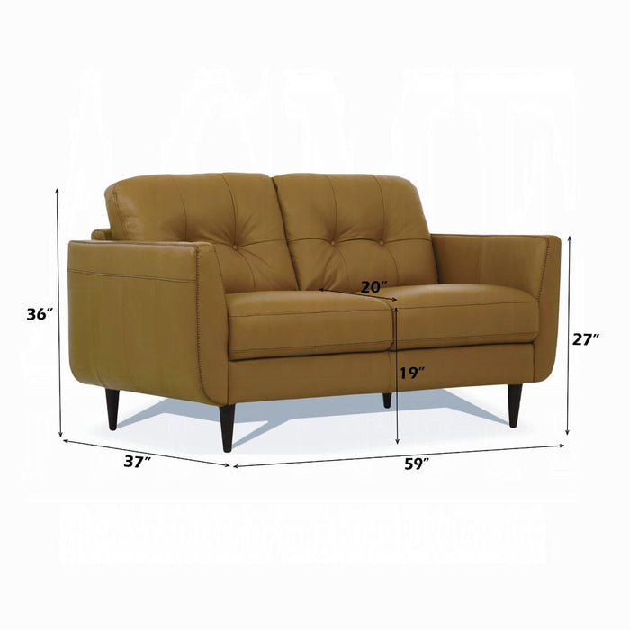 Radwan Camel Leather Loveseat - Olympia Furniture (Saint George, Utah)