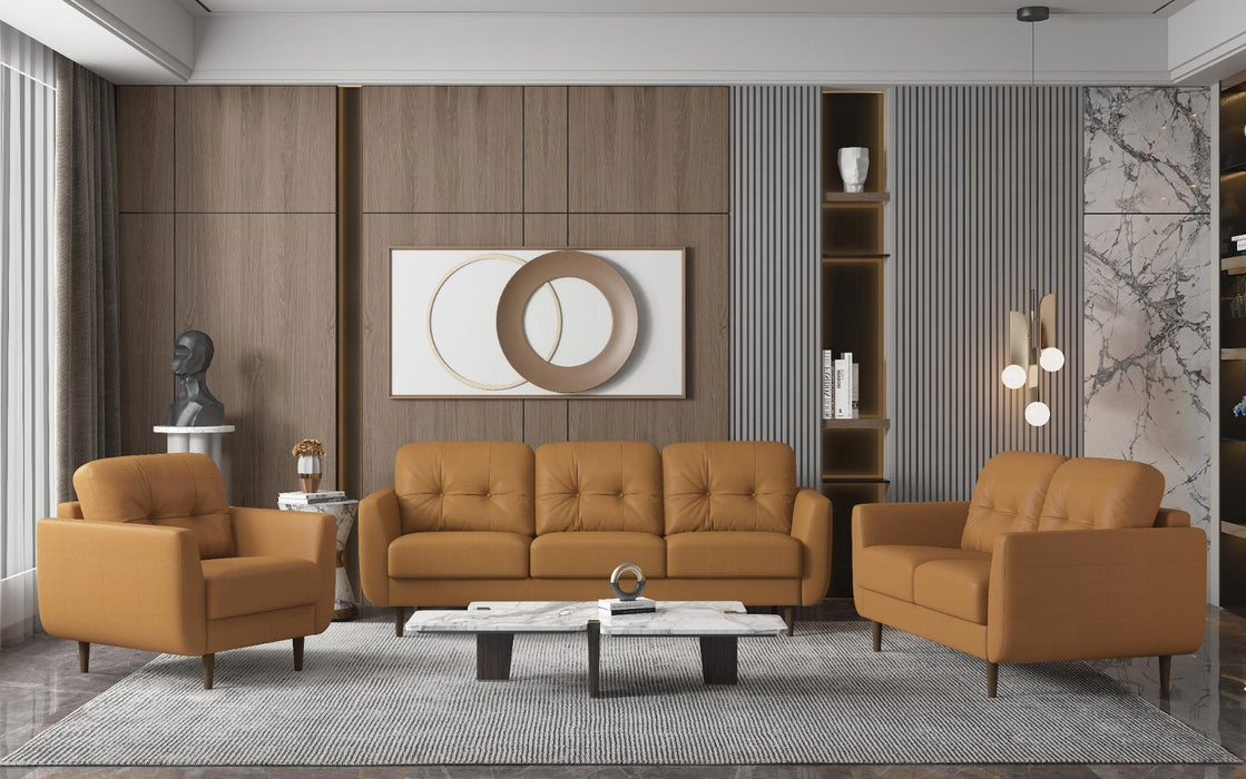 Radwan Camel Leather Loveseat - Olympia Furniture (Saint George, Utah)