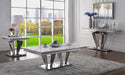 Satinka Light Gray Printed Faux Marble & Mirrored Silver Finish Table Set - Olympia Furniture (Saint George, Utah)