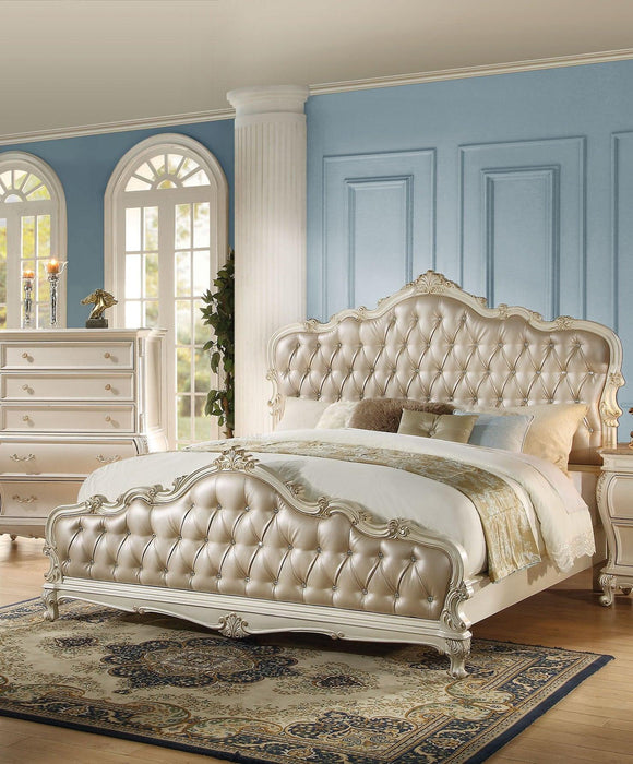 Acme Chantelle King Bed with Button Tufted Panels in Pearl White 23537EK - Olympia Furniture (Saint George, Utah)