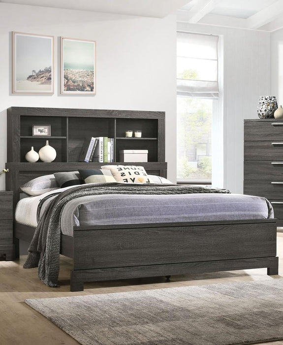 Acme Furniture Lantha Queen Bookcase Panel Bed in Grey Oak 22030Q - Olympia Furniture (Saint George, Utah)